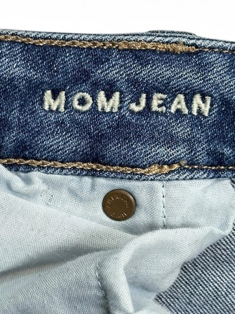 American Eagle Mom Jean Women 16 Regular High Rise Stretch Medium Wash Jeans - Picture 4 of 11